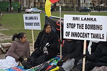 Protesters in Parliament Square, London in January 2009 Tamil protesters UK 1.jpg