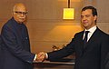 The Leader of Opposition in Lok Sabha, Shri L.K. Advani meeting the President of Russia, Mr. Dmitry A. Medvedev, in New Delhi on December 05, 2008.jpg
