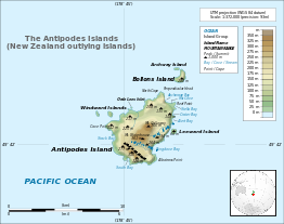 Kaart van Antipodeneilanden