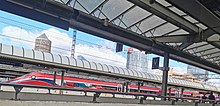 Frecciarossa 1000 high-speed train at Lyon-Part-Dieu station Trenitalia, voie I, Gare de Lyon-Part-Dieu.jpg