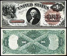 Obverse and reverse of a one-dollar United States Note