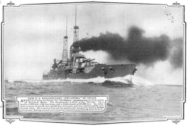 Oklahoma underway during her sea trials