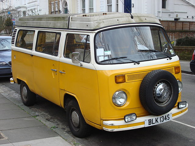 A Volkswagen T2 Microbus, similar to the one in the film