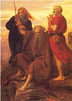 Moses (in the centre) along with Aaron and Hur at the Battle of Rephidim.