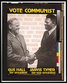 1976 presidential campaign poster Vote Communist - Gus Hall for President, Jarvis Tyner for Vice-President LCCN2016648826.jpg