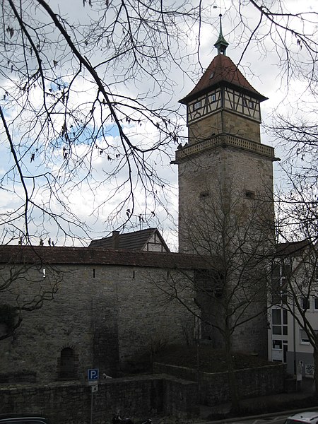 Waiblingen Stadtmauer mit Hochwachtturm (MTheiler) 2017 E