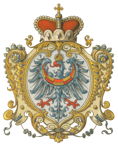 The coat of arms of the Carniolan crown land with archducal hat,as drawn by Hugo Gerard Ströhl (1851–1919)