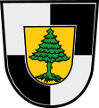 Gemeinde Burgthann Geviert von Silber und Schwarz; aufgelegt ein goldener Schild, darin eine bewurzelte grüne Tanne.