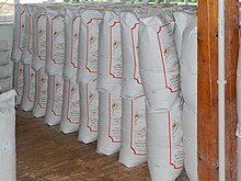 40 kg. multi-wall paper sacks of flour Weizenmehl 40kg Sacke.jpg