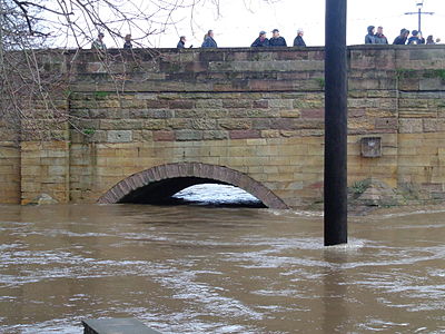 Wetherby Bridge (26th December 2015) during the December 2015 floods in the United Kingdom