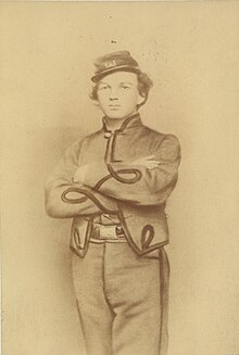 An engineer sergeant of the Missouri State Guard William (Jeffery) Bull wearing Camp Jackson uniform, 2nd National Guard, Missouri Volunteer Militia.jpg