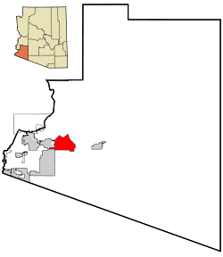 Location in Yuma County and the state of آریزونا ایالتی