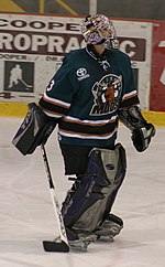 Yutaka Fukufuji, shown here playing for the Manitoba Moose, was the first Japanese born player to play in the NHL. Yutaka Fukufuji.jpg