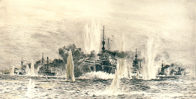 File:'Admiral Beatty's Battle Cruisers at Jutland'; with HMS 'Lion' leading, 31 May 1916, about 19.20 RMG PW2246.jpg