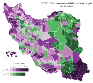 انتخابات ریاست‌جمهوری ایران ۱۳۹۶ بر اساس شهرستان به درصد.svg