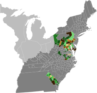 1796 Presidential County Results, shaded according to the winning candidate's share of the vote.