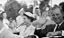 The Queen of Australia and her consort during their visit to Rockhampton, 15 March 1954 1954RoyalVisitRockhampton.jpg