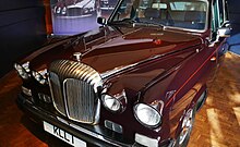 A 1992 Daimler DS420 semi-state limousine garaged at the Royal Mews, Buckingham Palace, London. 1992 Daimler DS420.jpg