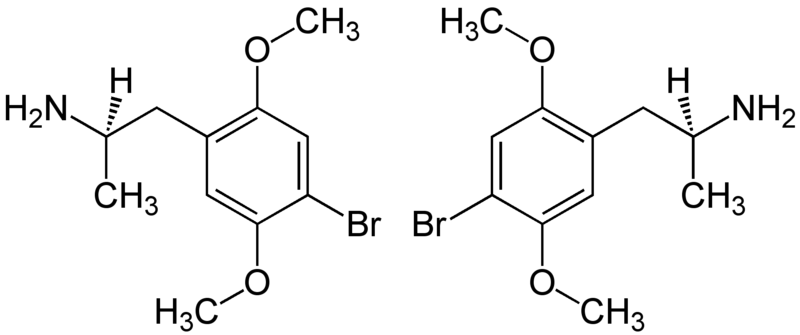 File:2,5-Dimethoxy-4-bromamphetamine Enantiomers Structural Formulae.png