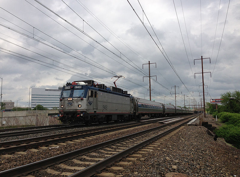 File:2014-05-15 15 01 21 Amtrak train heading south along the Northeast Corridor rail line in Trenton, New Jersey.JPG