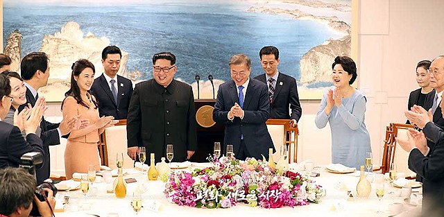 North Korean leader Kim Jong-un and South Korean President Moon Jae-in during the 2018 inter-Korean summit.