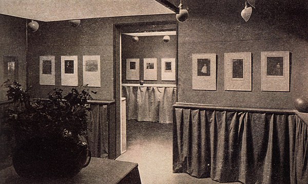 View of the Gertrude Käsebier and Clarence H. White exhibition at the Little Galleries of the Photo Secession, 1906 (published in Camera Work, No. 14,