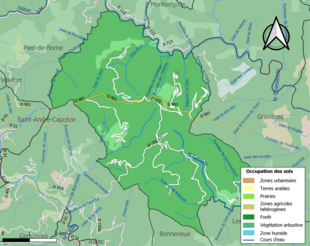 Barevná mapa znázorňující využití půdy.