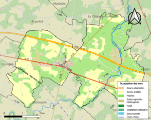 Barevná mapa znázorňující využití půdy.