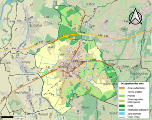 Kolorowa mapa przedstawiająca użytkowanie gruntów.