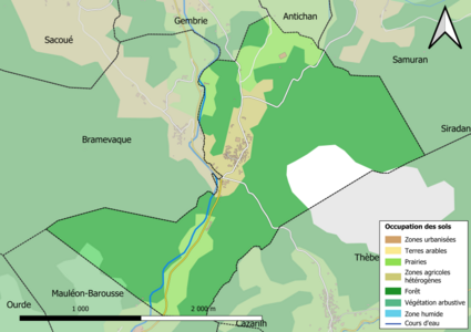 Mapa de colores que muestra el uso de la tierra.