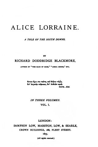 <i>Alice Lorraine</i> 1875 novel by R. D. Blackmore