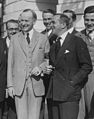 Al Jolson (rechts) met Calvin Coolidge, de 30e president van de Verenigde Staten