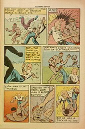 Le personnage de Lion Man sur une planche du magazine All-Negro Comics (1947).