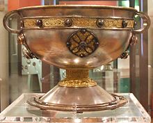 The Ardagh Chalice: made in the 8th century, buried c. 1740 and rediscovered in 1868. Ardagh chalice.jpg