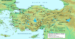 Anatolikon Theması harita üzerinde