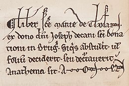 Anathema in manuscript uit de abdij Ter Doest