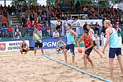 Deutsch: Beachhandball Europameisterschaften 2019 (Beach handball Euro); Tag 6: 7. Juli 2019 – Männerfinale, Dänemark-Norwegen 2:0 (25:18, 19:16) English: Beach handball Euro; Day 6: 7 July 2019 – Men's Final – Denmark-Norway 2:0 (25:18, 19:16)