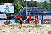 Deutsch: Beachhandball Europameisterschaften 2019 (Beach handball Euro); Tag 2: 3. Juli 2019 – Männer, Vorrunde Gruppe B, Serbien-Portugal 2:0 (20:15, 88:17) English: Beach handball Euro; Day 2: 3 July 2019 – Men Preliminary Round Group B - Serbia-Portugal 2:0 (20:15, 88:17)