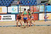 Deutsch: Beachhandball Europameisterschaften 2019 (Beach handball Euro); Tag 2: 3. Juli 2019 – Frauen, Vorrunde Gruppe D, Ukraine-Deutschland 2:0 (23:22, 32:24) English: Beach handball Euro; Day 2: 3 July 2019 – Women Preliminary Round Group D – Ukraine-Germany 2:0 (23:22, 32:24)