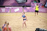 Deutsch: Beachhandball bei den Olympischen Jugendspielen 2018; Tag 5, 10. November 2018; Mädchen, Hauptrunde - Kroatien-Niederlande 1:2 English: Beach handball at the 2018 Summer Youth Olympics at 11 October 2018 – Girls Main Round – Croatia-Netherlands 1:2