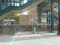 The western parking lot has another bicycle rack with a charging station for electrical vehicles.