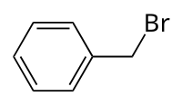 Structuurformule van benzylbromide