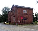 Station reception building with platform and forecourt