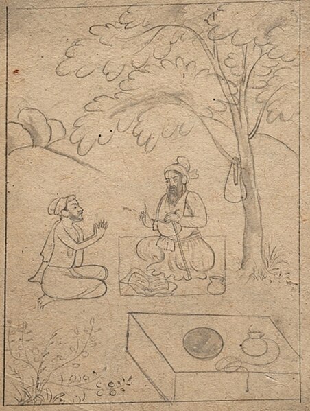 File:Brush drawing on paper of Guru Nanak with a devotee, from a Janamsakhi series.jpg