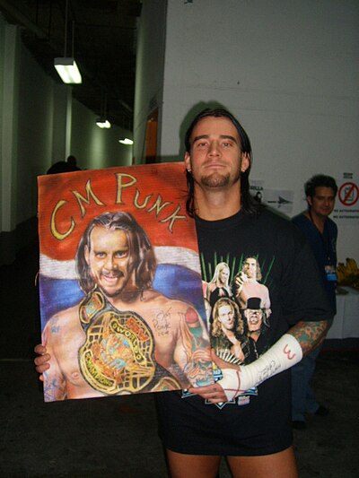Punk with a portrait of himself as the ECW Champion in 2008