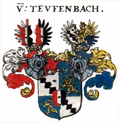 Wappen der Freiherren von Teuffenbach-Mairhofen (von 1563) (erster Stamm, erloschen) in Johann Siebmachers Wappenbuch von 1605, Tafel 22