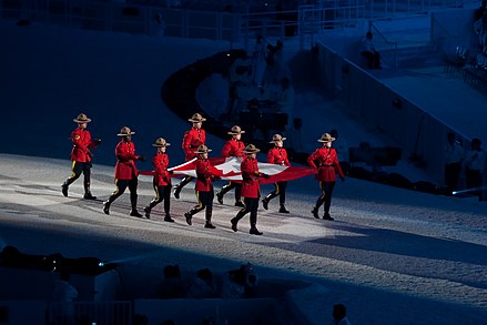 Canadian flag carried by RCMP at the opening ceremonies of the 2010 Winter Olympics in Vancouver