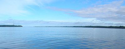 Chacao Channel with Chiloé to the left, and the mainland to the right