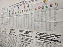 Candidate lists at a Rome polling station (4 March 2018).jpg Candidate lists at a Rome polling station, 4 March 2018 (40688224901).jpg