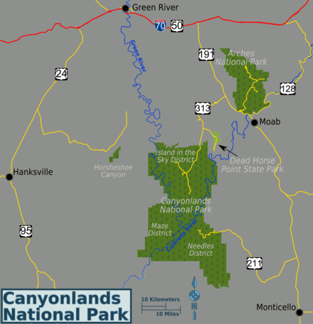Canyonlands National Park area map.